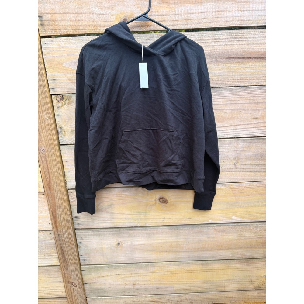 James Perse Standard Black Hooded Pullover Sweatshirt rev Size 1 NEW revolve